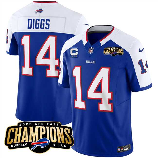 Men & Women & Youth Buffalo Bills #14 Stefon Diggs Blue White 2023 F.U.S.E. AFC East Champions With 4-star C Ptach Stitched Jersey